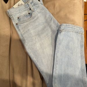 Hollister Mens skinny jeans-blue washed color
